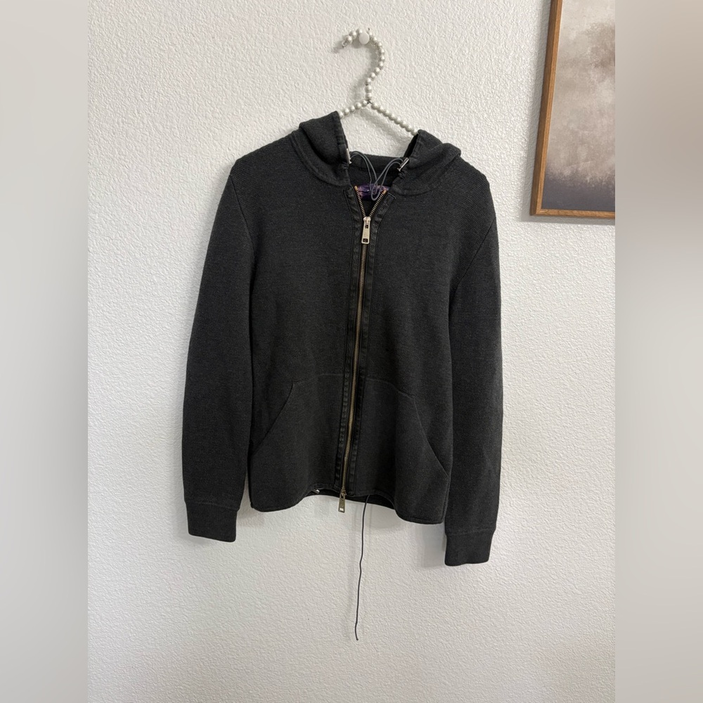 Prada Small Gray Zip Up Wool Hoodie